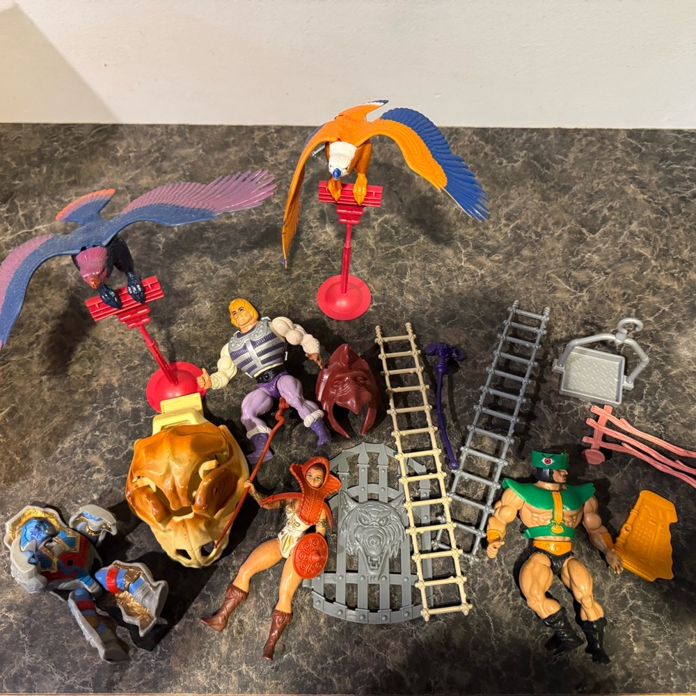 MoTU Lot- Flocked Panthor, Action Figures, Parts, Weapons, Comics & More!